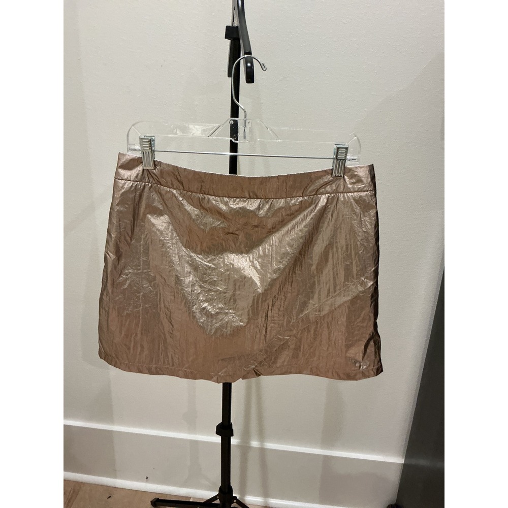 TCEC Metallic Rose Gold Asymmetrical Wrap Skort Mini Skirt Shorts Size Large
